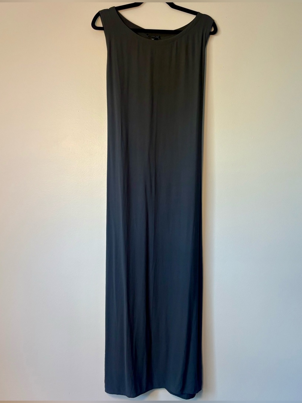 Eileen Fisher Graphite Gray 100 percent Silk Sleeveless Maxi Dress size XL
